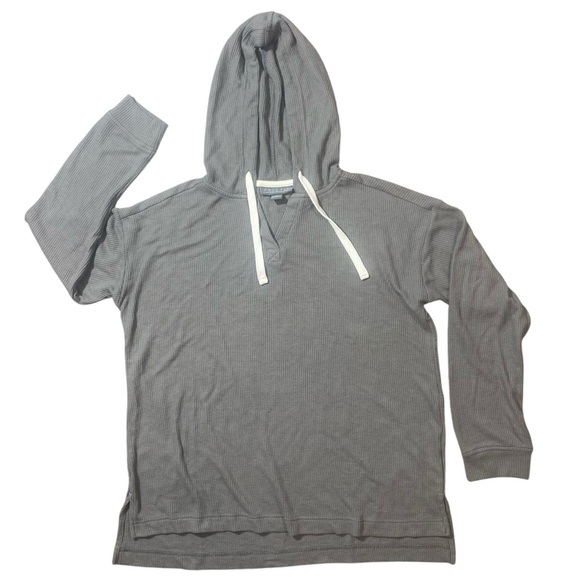 Free Fly Men’s Hoodie Size Medium Gray Waffle Knit Pullover with drawstrings - Picture 1 of 8